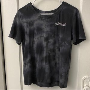 Fifth Sun Tie-Dye Introvert Embroidered Black Grey Tee Shirt Sz M
